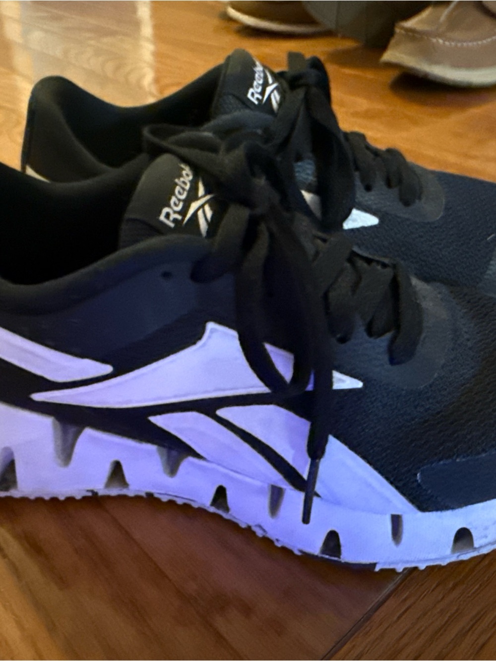Reebok Black and White boys Running Shoes. Barely worn.
